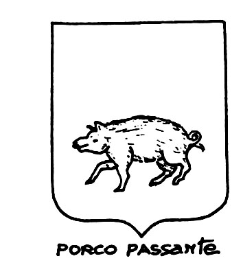 Image of the heraldic term: Porco passante